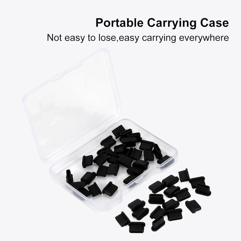 HUACAA 24Pcs USB C Dust Plug, Silicone Anti Dust Plug Cover + Portable Storage Box Compatible with Samsung Galaxy Google Pixel Moto G TCL UMIDIGI OnePlus Nord & Type C Port Device (Type-C Dust Plug/Black) - Image 4